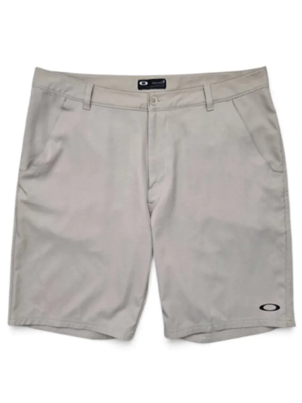 Oakley Regular Fit Khaki Shorts Men O Logo Preppy Flat Front Spell Out‎ 38